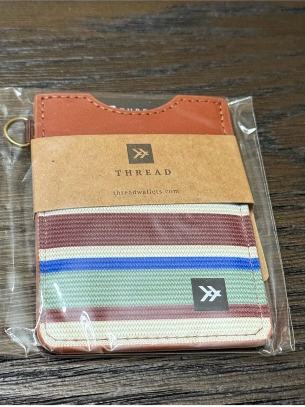 Thread Vertical Wallet RFID Genuine Leather w/ D-Ring NWT